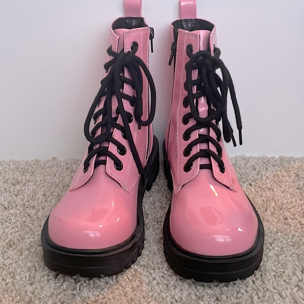 Size 5.5 Bubblegum Pink Combat Boots.